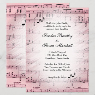 Sheet Music Pink Wedding Einladung 2