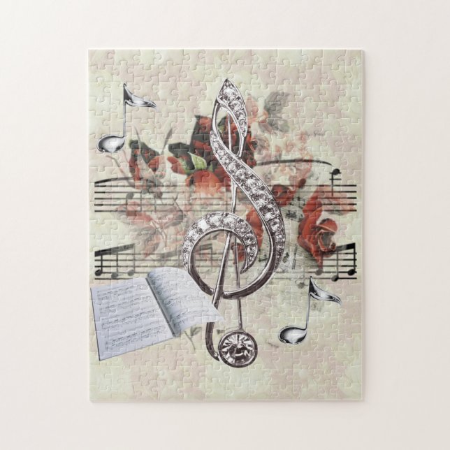 Sheet Music & Rose Silver Musiknoten (Vertikal)