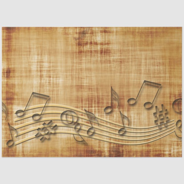 Sheet Music Rustic Gold Hintergrund Decoupage Seidenpapier (Vorderseite)