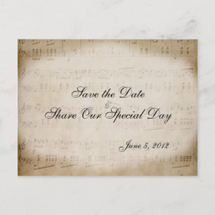 Sheet Music Save the Date Postcard Ankündigungspostkarte