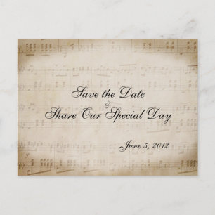 Sheet Music Save the Date Postcard Ankündigungspostkarte