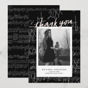 Sheet Music Script Blk Foto Abschluss Vielen Dank Einladung