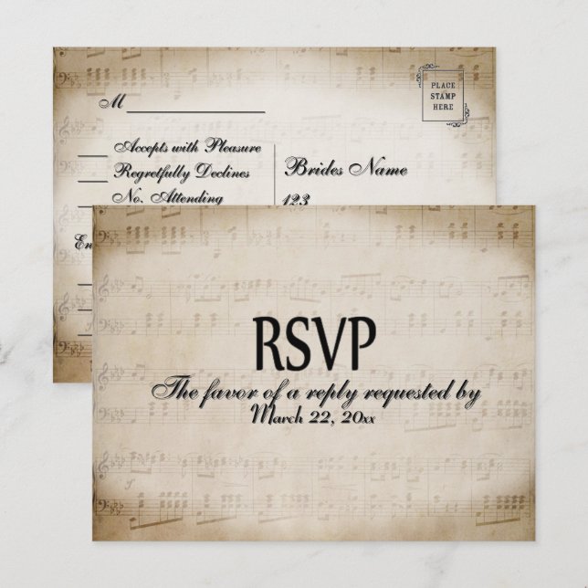 Sheet Music UAWG Dinner Choice Postcard Einladungspostkarte (Vorne/Hinten)