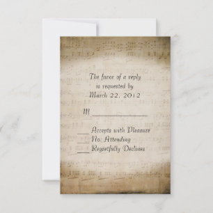 Sheet Music UAWG für Matching Wedding Invites RSVP Karte