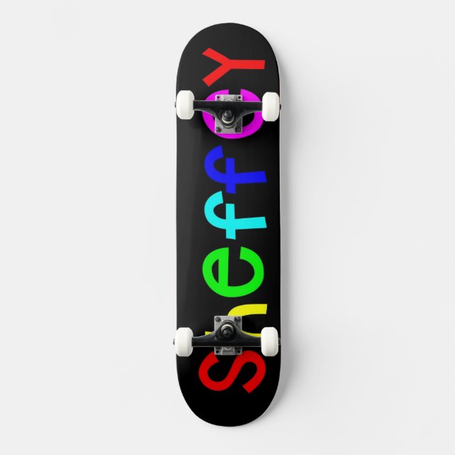 Sheffey Bold Rainbow Fonts Skate Board Skateboard (Vorderseite)