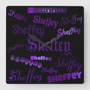 Sheffey Purple Fonts Quadratische Wanduhr