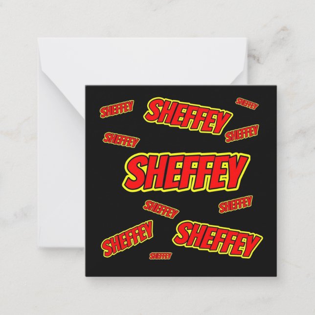 Sheffey Red Comic Schriftart Mitteilungskarte (Vorderseite)