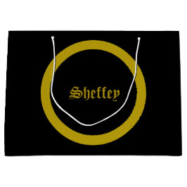 Sheffey Schriftartes - Black and Gold Monogram Lar Große Geschenktüte