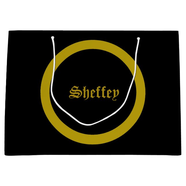 Sheffey Schriftartes - Black and Gold Monogram Lar Große Geschenktüte (Vorderseite)
