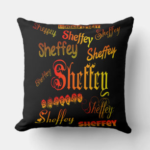 Sheffey Schriftartes - orange, rot und gelb Kissen