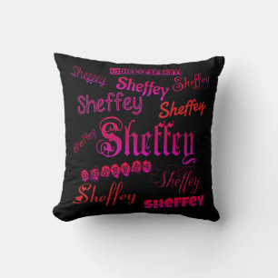 Sheffey Schriftartes - Rosa und Rot Kissen