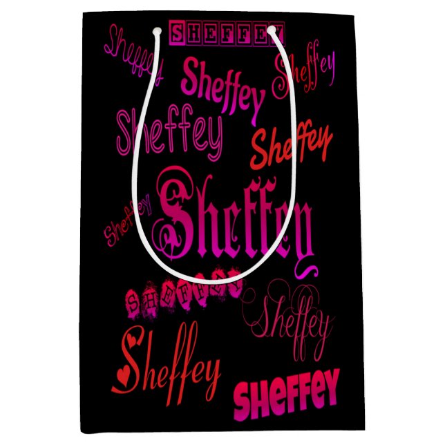 Sheffey Schriftartes - Rosa und Rot Mittlere Geschenktüte (Vorderseite)