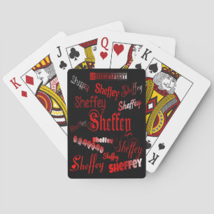 Sheffey Schriftartes - Rot auf Schwarz Spielkarten