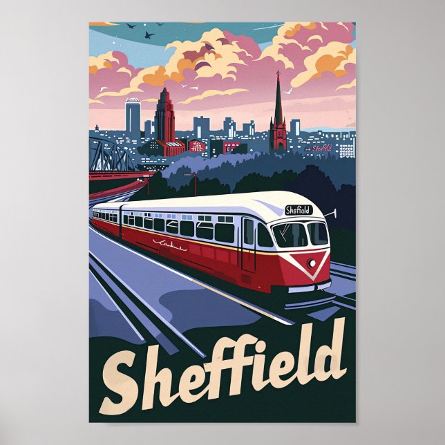 Sheffield Great Britain Travel Illustration Poster (Vorne)
