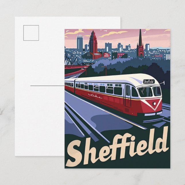 Sheffield Great Britain Travel Illustration Postkarte (Vorne/Hinten)