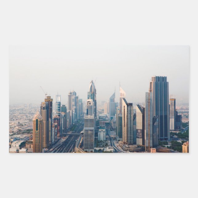 Sheik Zayed Road Rechteckiger Aufkleber (Vorderseite)