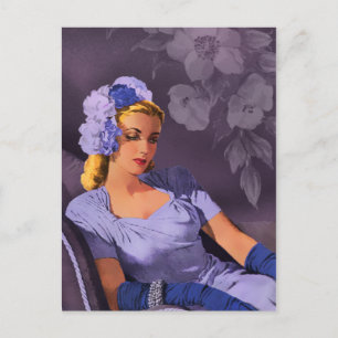 Sheila - Abend Wear in Lavender und Mauve der 40er Postkarte