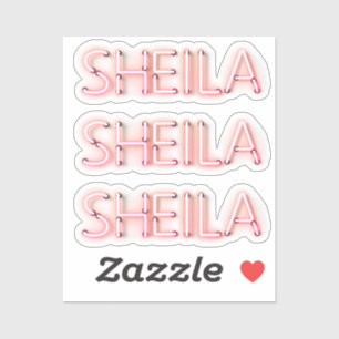 Sheila Name in glühenden Neonbeleuchtung Neuheit Aufkleber