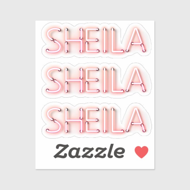 Sheila Name in glühenden Neonbeleuchtung Neuheit Aufkleber (Blatt)