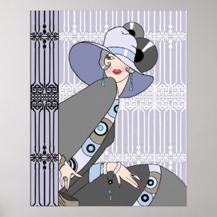Shelby, Art-Déco-Dame der 1920er Jahre in Mauve un Poster