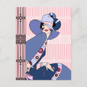Shelby, Art-Déco-Dame der 1920er Jahre in Rosa und Postkarte