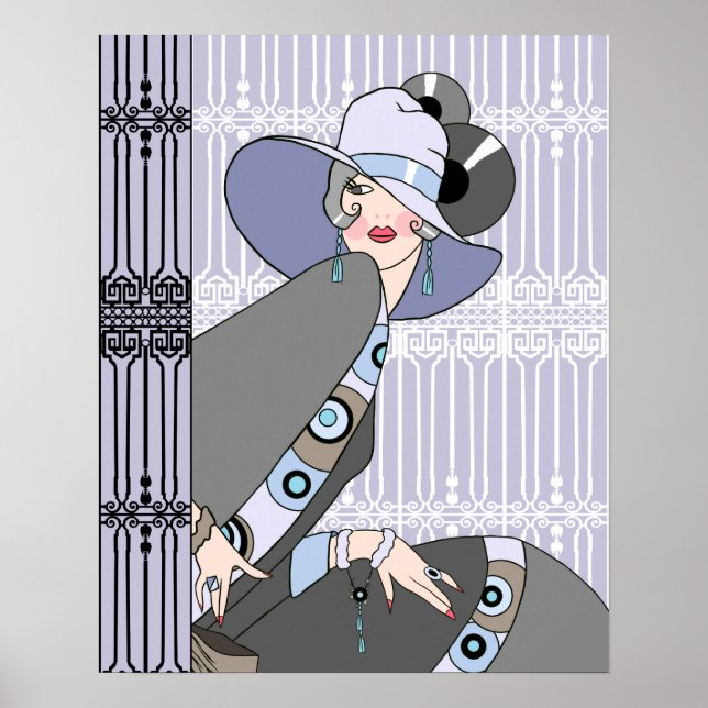 Shelby, dame Art déco des années 1920 à Mauve et G (Devant)
