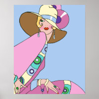 Shelby, Dame der 1920er Jahre in Blau und Rosa