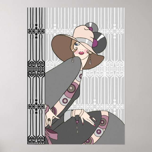 Shelby, Dame der 1930er Jahre in Grau und Rose Poster (Vorne)