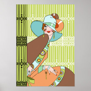 Shelby, Dreißigerjahre Dame in der Kiwi und Brown Poster