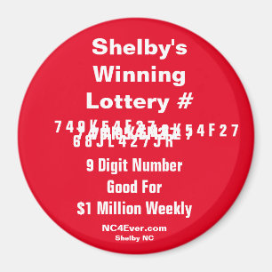 Shelby gewinnt Lottery Number Magnet