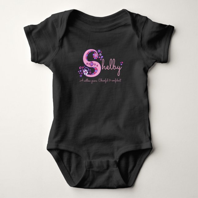 Shelby Girls Name und Bedeutung S Baby Bekleidung Baby Strampler (Vorderseite)