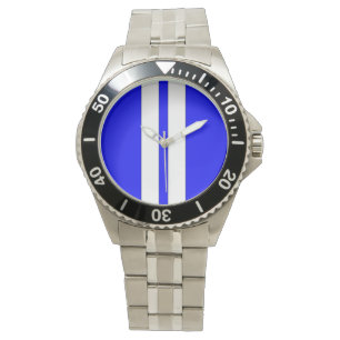 Shelby Kobra-blaues Weiß, das Streifen läuft Armbanduhr