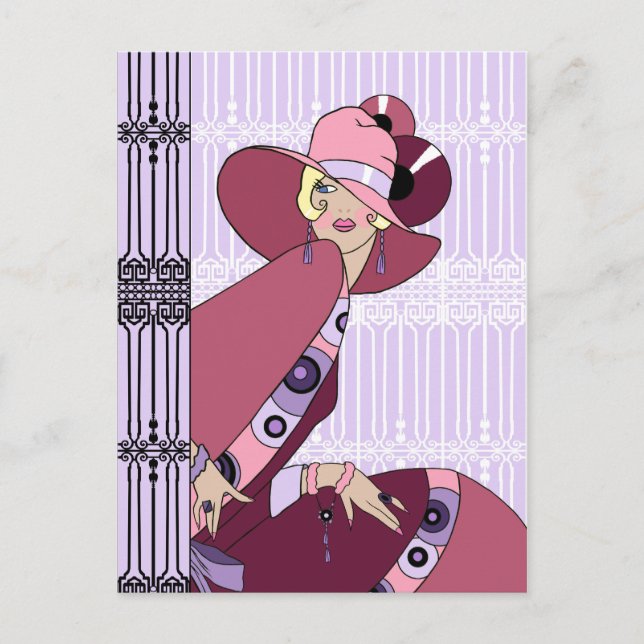 Shelby, Lady in Lavender and Wine der 1920er Jahre Postkarte (Vorderseite)