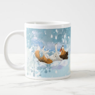 Sheldon der Sheltie spielt im Schnee Jumbo-Tasse