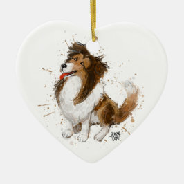 Sheldon die Sheltie Keramik Ornament