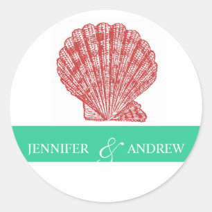 Shell Bride Groom Noms Stickers Mariage