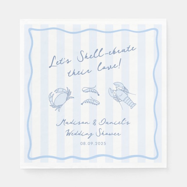 Shell-ebrate Their Love Seafood Wedding Shower Serviette (Vorderseite)