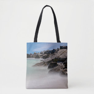 Shell Island Felsen und Wellen Einkaufstasche Tasche