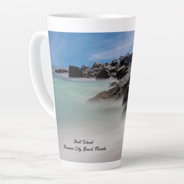 Shell Island Rocks And Waves Latte Tasse (Linke Ecke)