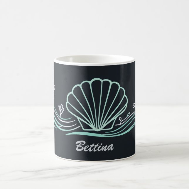 Shell on Dark Green Kaffeetasse (Mittel)