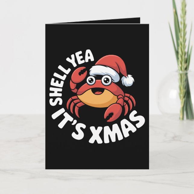 Shell Yea It's Xmas Weihnachtskrebs Santa Hut Karte (Vorderseite)