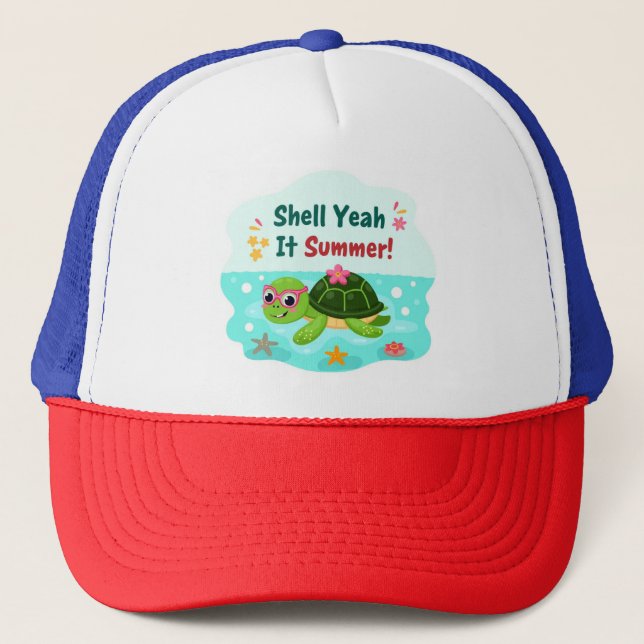 Shell Yeah Es Ist Sommer Turtle Beach Hut Truckerkappe (Vorderseite)