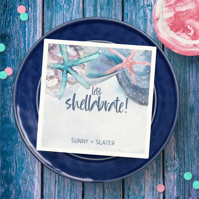 Shellabration | Strand-Seesterne Muscheln  Serviette (Von Creator hochgeladen)