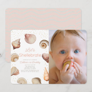 Shellebrate Seashell Realistisches 1. Geburtstag F Einladung