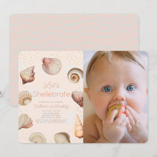 Shellebrate Seashell Realistisches 1. Geburtstag F Einladung