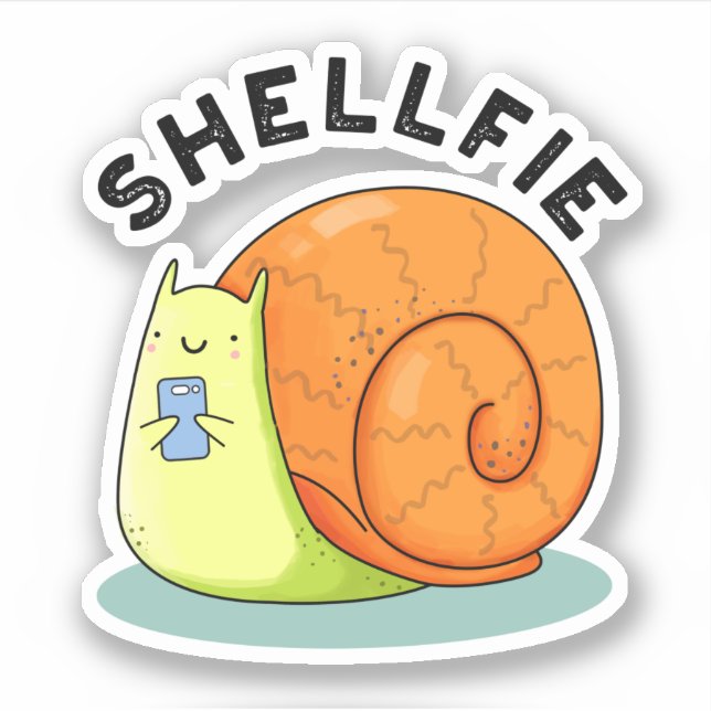Shellfie Funny Snail Selfie Pun Aufkleber (Vorderseite)