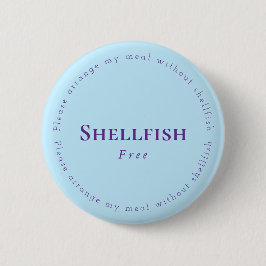 Shellfish Free Request Badge, Light blue, Purple Button