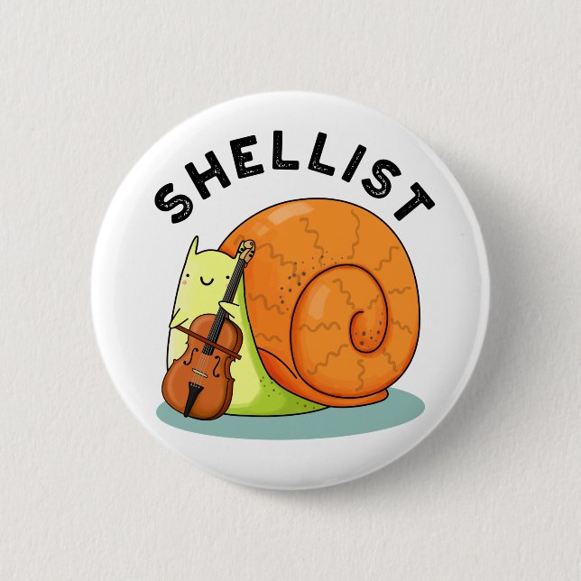 Shellist Funny Snail Cello Pun Button (Vorderseite)