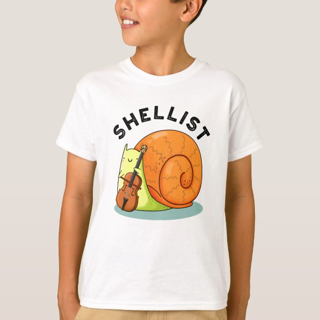 Shellist Funny Snail Cello Pun T-Shirt (Vorderseite)