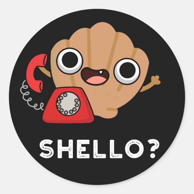 Shello Funny Sea Muschel Pub Dark BG Runder Aufkleber (Vorderseite)
